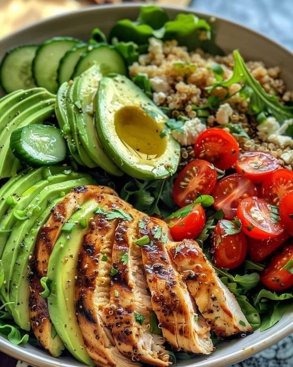 "Grilled chicken and veggies"