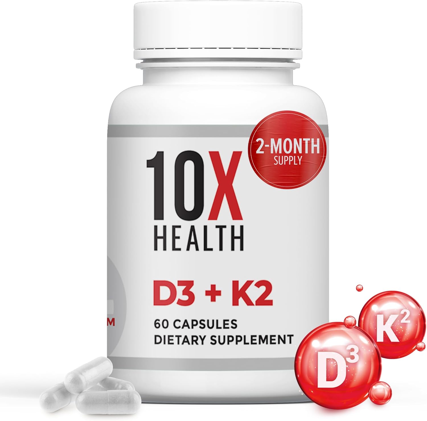 "10X Health Vitamin D3 and K2 - top supplements for heart and bone health"

