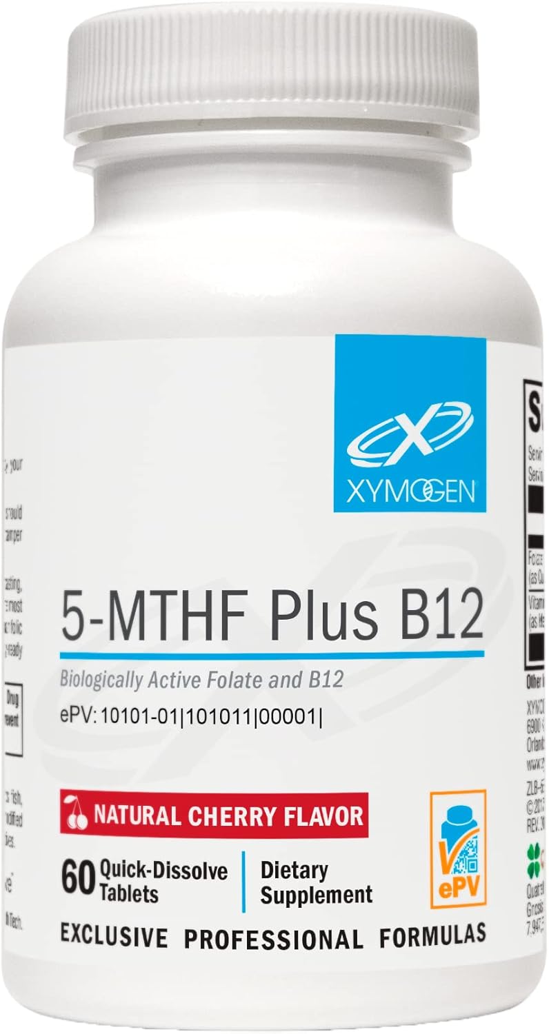 "XYMOGEN 5-MTHF Plus B12 tablets - best B12 and methylfolate supplements"
