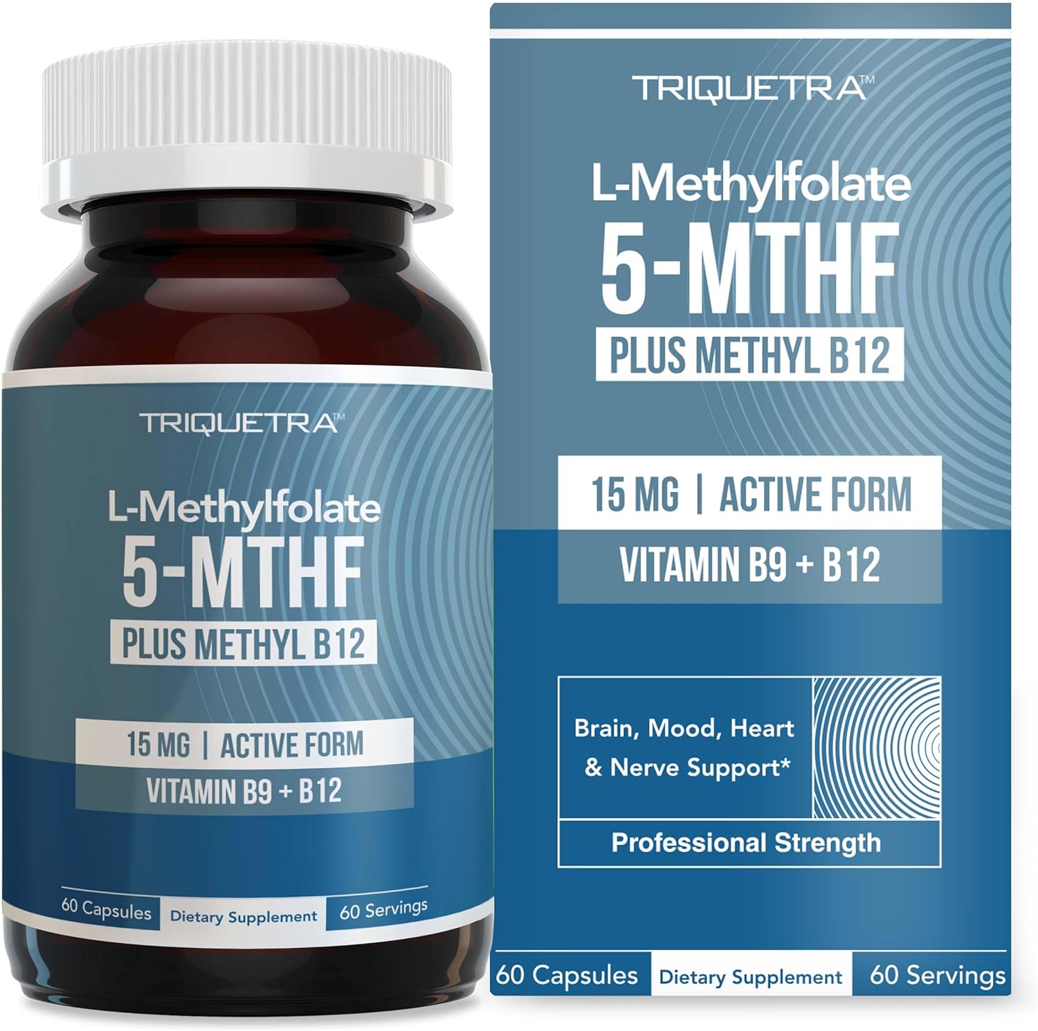 "High-potency L-Methylfolate 15mg with B12 - top-rated methylated supplement"

