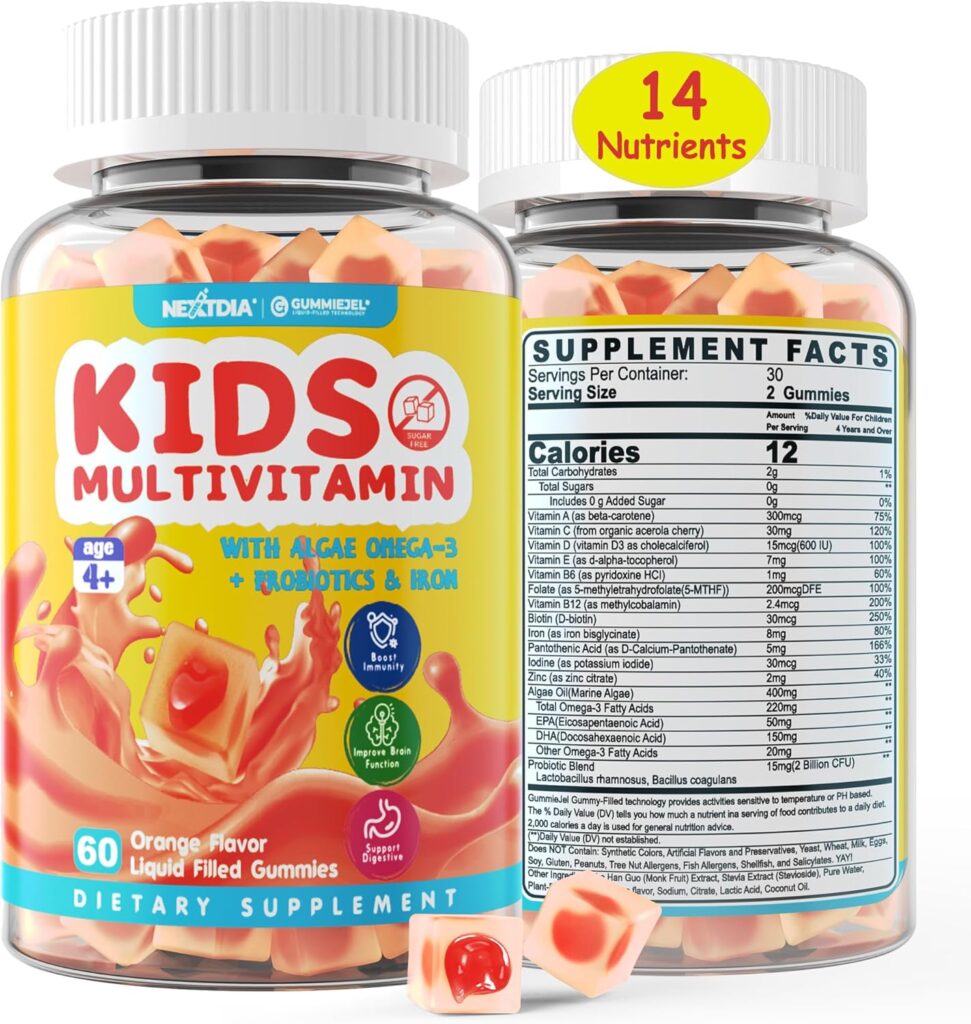 "High-quality kids multivitamin with vitamin D and iron"