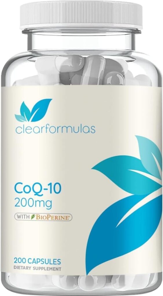 "CoQ10 200 mg supplement for heart health and energy support"