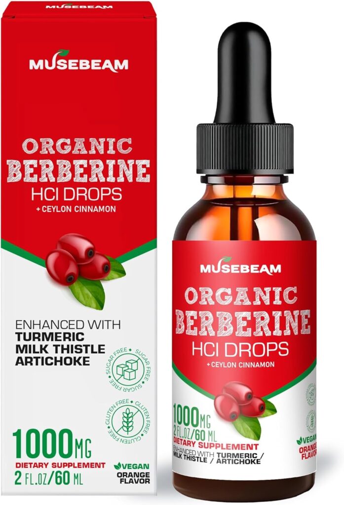 "Organic Berberine HCL liquid by musebeam – natural support for blood sugar and gut health"