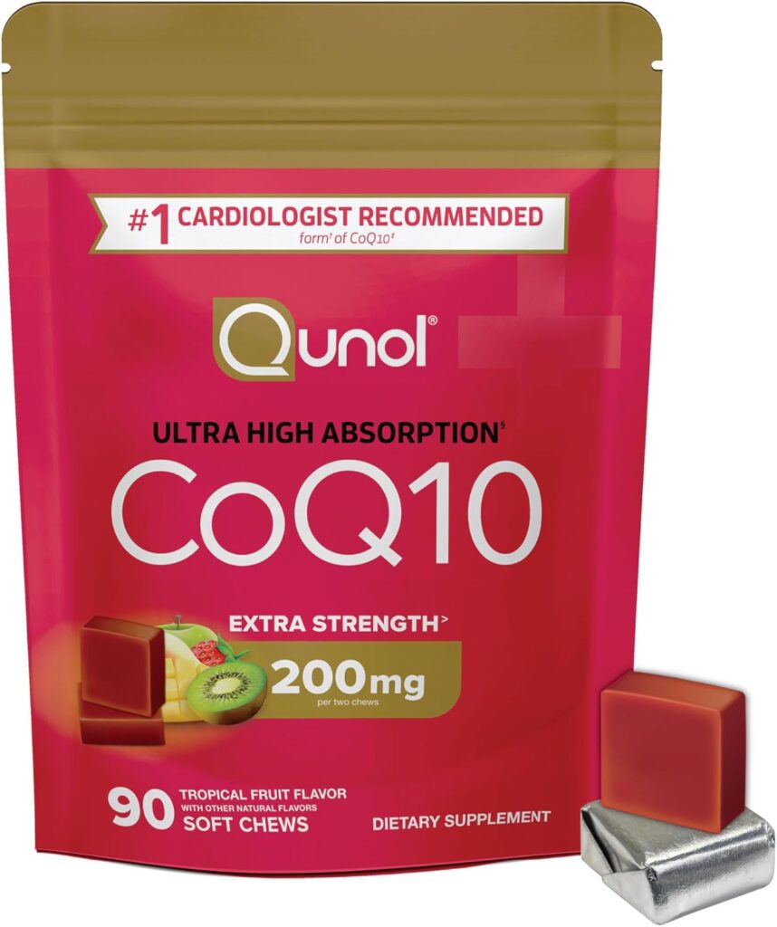 "Chewable CoQ10 for cardiovascular support and absorption"