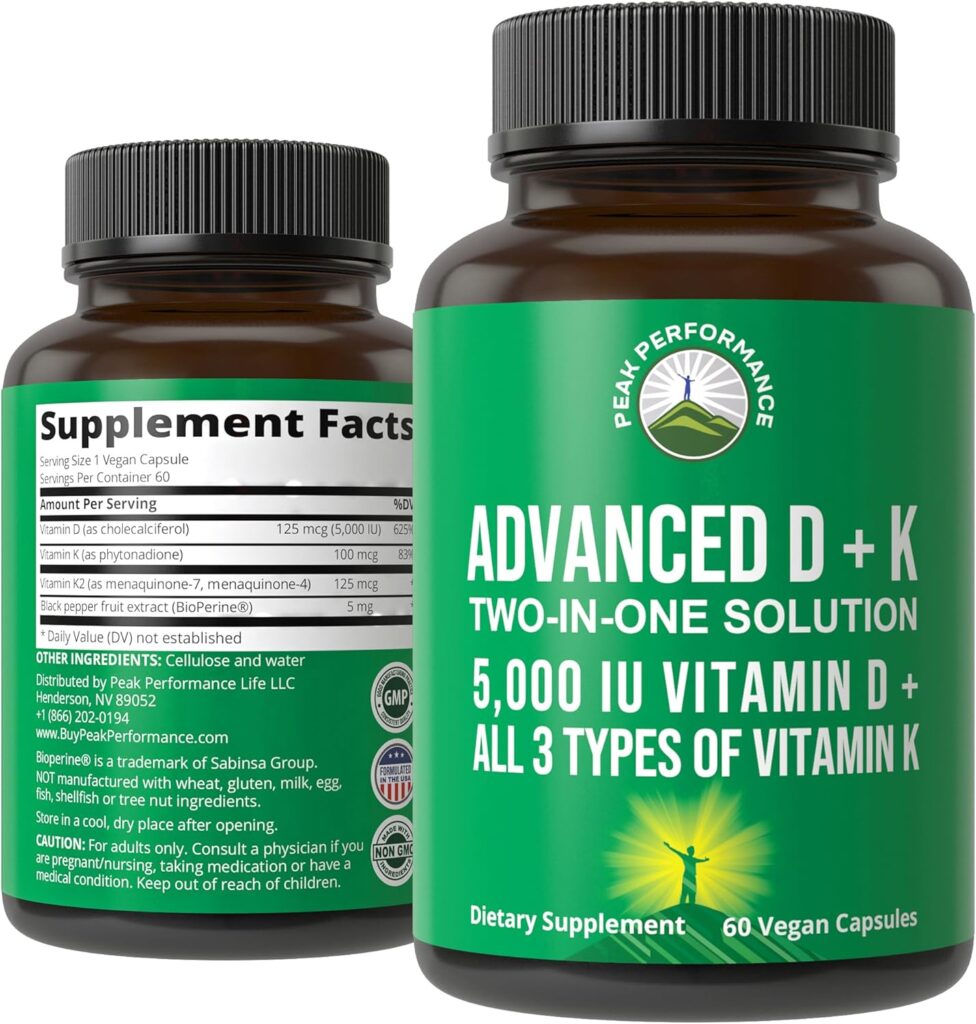 "High absorption D3 K2 capsules for strong bones"